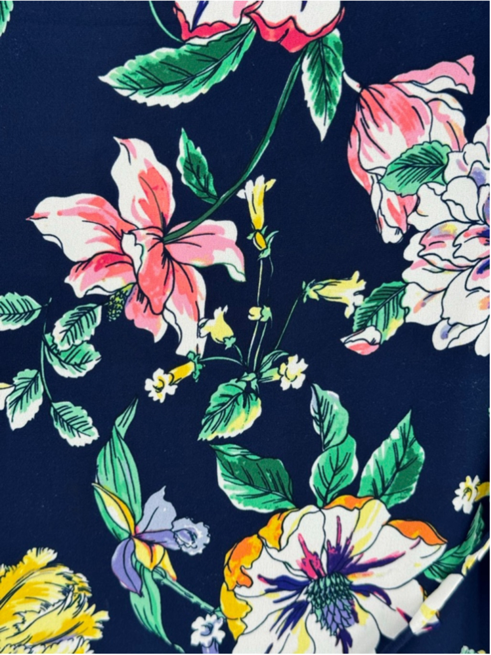 Liz Claiborne Women's Navy Floral Long Sleeve Dress S - Picture 3 of 6